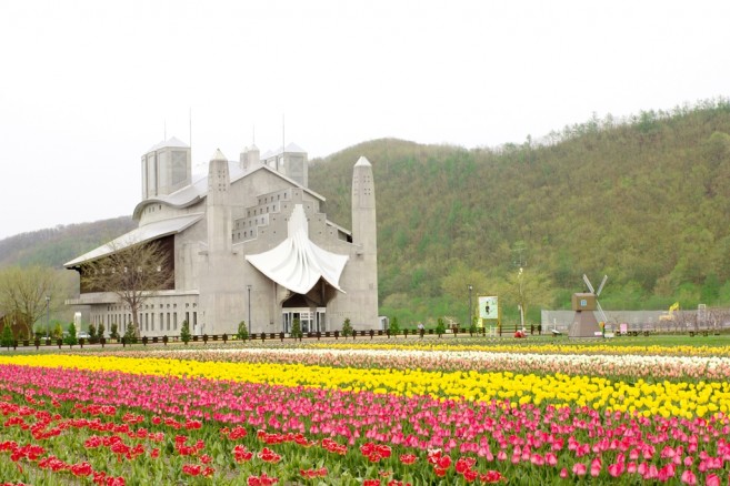 สวน Kamiyubetsu Tulip Park กับดอกทิวลิปมหาศาล วิวลมเย็นๆ แดดดีๆ ล้อมรอบอาคารสวยๆ