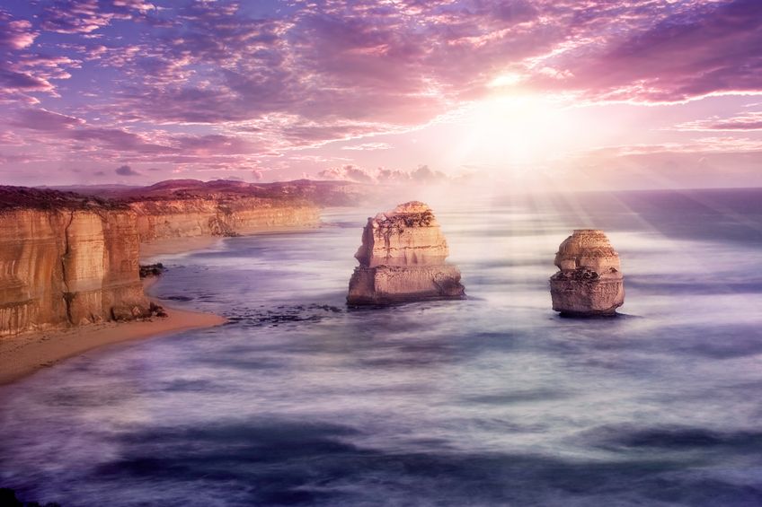 เที่ยวออสเตรเลีย อาทิตย์ตกที่ 12 Apostles มองจากริมถนน Great Ocean Rd., Australia เที่ยวออสเตรเลีย อาทิตย์ตกที่ 12 Apostles มองจากริมถนน Great Ocean Rd., Australia