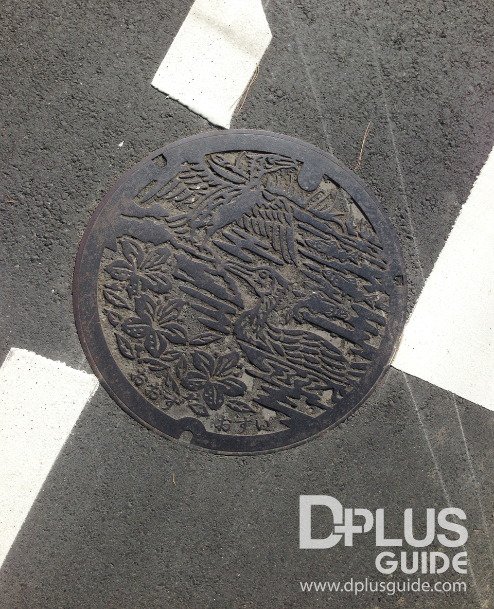 ฝาท่อเมืองโอซุ เป็นสัญลักษณ์นกน้ำที่อาศัยอยู่บริเวณแม่น้ำ Nagaragawa ฝาท่อเมืองโอซุ เป็นสัญลักษณ์นกน้ำที่อาศัยอยู่บริเวณแม่น้ำ Nagaragawa